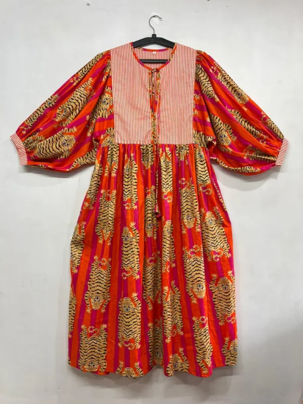 Handmade Cotton Tiger Print Dress