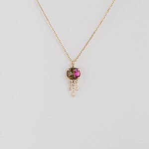 Watermelon & diamonds jellyfish necklace